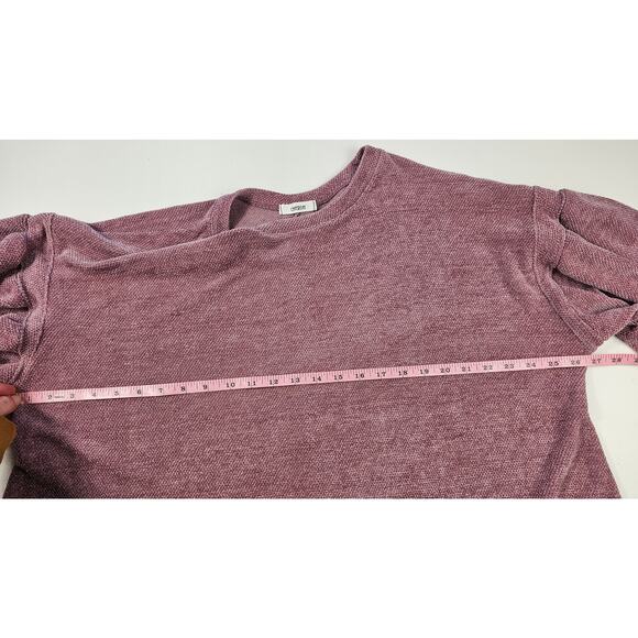 Cherish brushed velour knit pink slub sweater sz L /XL (?) Puff sleeve winter - Picture 6 of 6